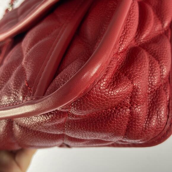 Authentic Chanel Red Medium Riviera Flap Quilted Leather Handbag - Picture 16 of 17